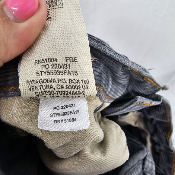 Patagonia Pants Mens 30X33 Gray Corduroy Chinos Straight Fit Casual Outdoor - Picture 9 of 10